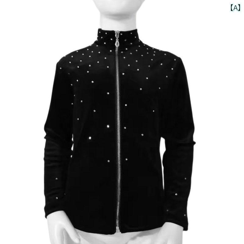 フィギュア　スケート　トレーニング 男の子と 女の子 フィギュア スケート 服 オール シーズン 通用の ベルベット トップス スケート用の な トレーニング 防水 裏起毛 暖かい