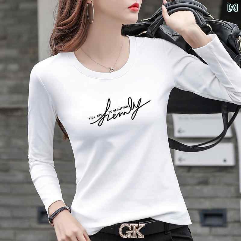 フィギュア　スケート　トレーニング 春秋冬 女性用 ホワイト スリムフィット 綿 長袖 Tシャツ 2 ...