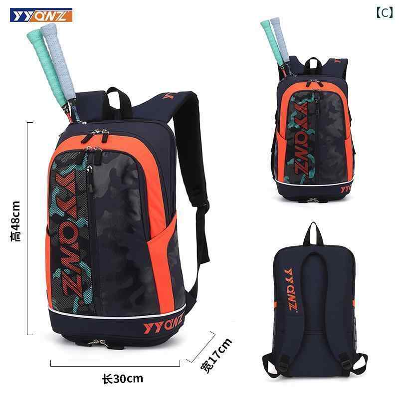 テニス　グッズ　トレーニング バドミントン バッグ テニス バック パック YQWZ 多機能 独立 した 靴 入れ 固定 ロック ラケット 厚手 ストラップ 付き