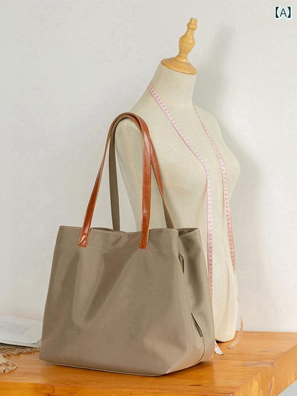 レディース　バッグ　ハンド シンプル 文学 レトロ スタイル オックスフォード 布 レディースバッグ大容量 軽量 ハンドバッグ トートバッグ ナイロン ショルダーバッグ 大型 バッグ(4)