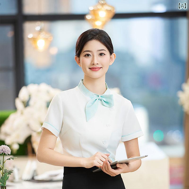 套装 - 作業着　ウェイター　スタッフ 中華 料理 店の ウェイター 作業着 夏 半袖 高級 ホテル 店 パーティー スタッフ 制服