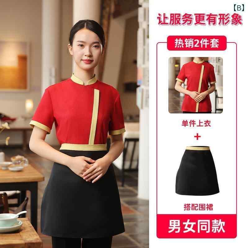 作業着　ウェイター　スタッフ 見た目が 良い ケータリング ウェイター 作業着 半袖 夏 高級 レストラン 火 鍋 スタッフ ユニフォーム 女性用