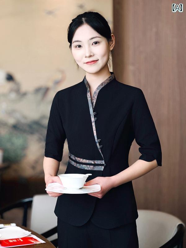 作業服　スタッフ　ホール 中国 ホテルの ウェイターの 作業着 半袖 高級 レストランの ケータリング ..