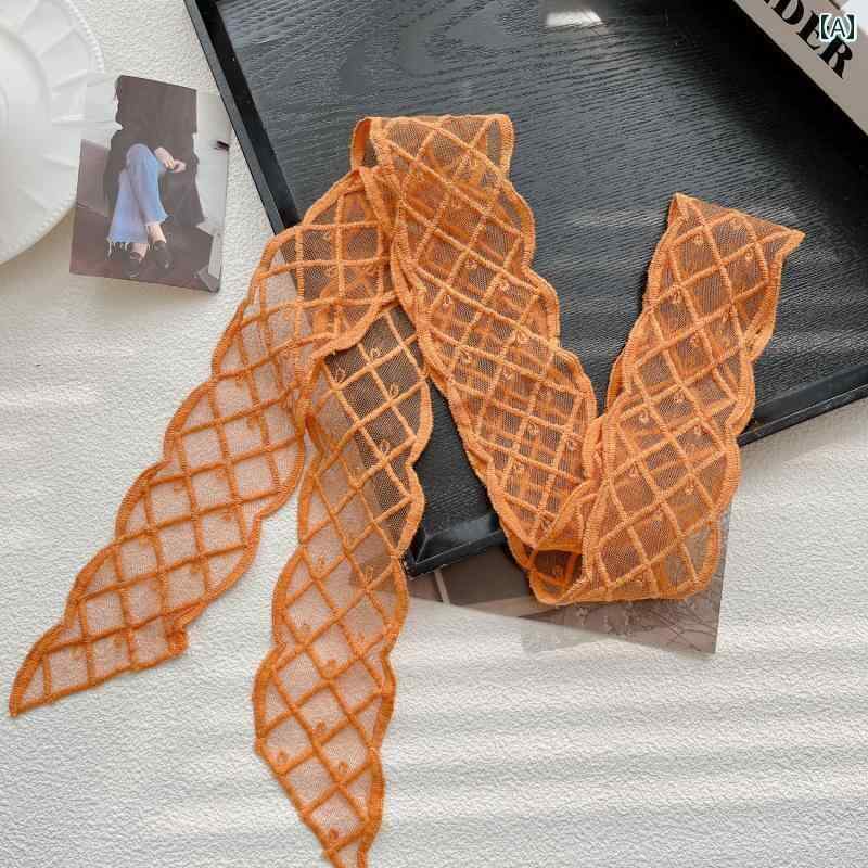 ターバン　帽子　スカーフ スーパー フェアリー レース ベルト 刺繍 多機能 シルクスカーフ ヘア ネク..