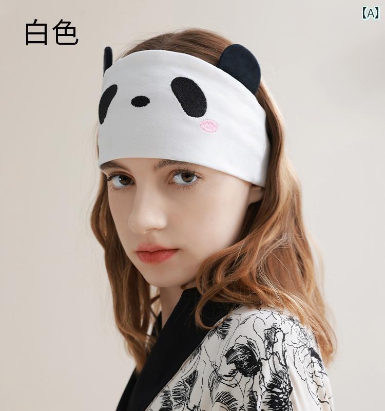 ターバン　帽子　スカーフ 産後 ヘッド バンド 綿 春夏 二 重層 パンダ スカーフ 妊婦 額 保護 防風 ベ..