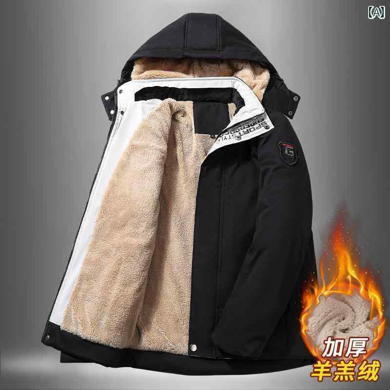 パーカー メンズ ジャケット ラム ベルベット コットン コート メンズ 秋冬 大きいサイズな 裏起毛 厚手 コットンジャケット 冬 コットンコート