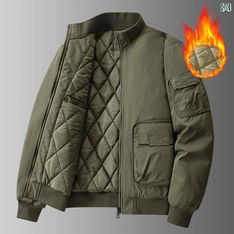 パーカー メンズ ジャケット 複数の ポケットが 付いた 綿入り ジャケット 付きの メンズ 冬用 コート 作業着 サイクリング 防寒 服 コットンジャケット