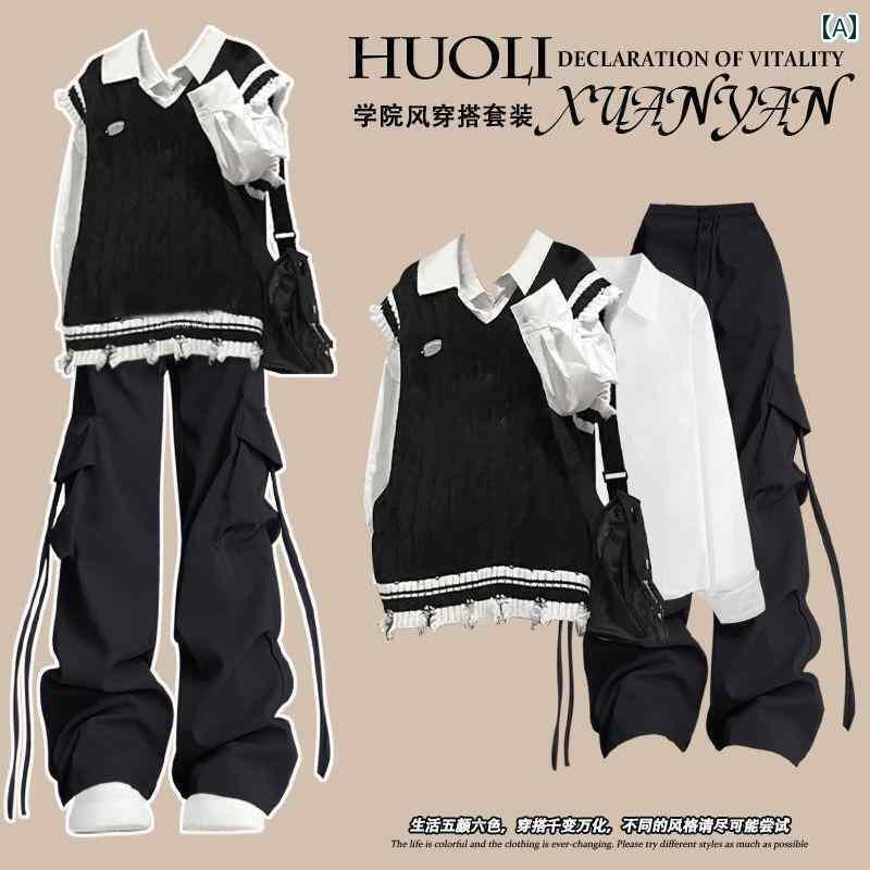 トップス　ジャケット　カジュアル カレッジファッション 衣装 女の子 春の 甘くて クールな ニット セ..