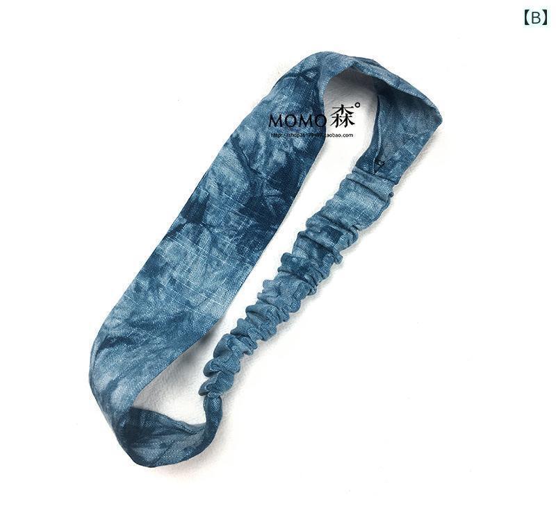 ターバン　帽子　スカーフ 絞り 染め コットンと リネンの 伸縮性の ある 吸汗 スポーツ ヘッド バンド..