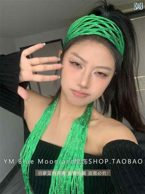 ターバン 帽子 スカーフ と アメリカ レトロ Y2K ホット ガール ドーパミン グリーン ターバン 帽子 ス..