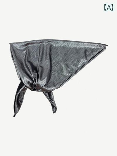 ターバン　帽子　スカーフ リキッドシルバー レトロ 未来的 ホット ガール シルク スカーフ ヘッド Y2K..