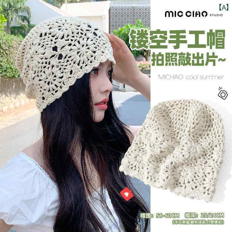 ターバン　帽子　スカーフ 女性用 ニット パイル 帽子 2024夏用 レース キャップ 薄型 フック ウール