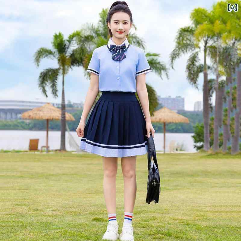Skirt Suits - レディース　スカート　かわいい 大学 風 卒業 写真 中学 高校 学生 制服 スーツ 夏 運動 会 シャツ 56年生 パフォーマンス クラス