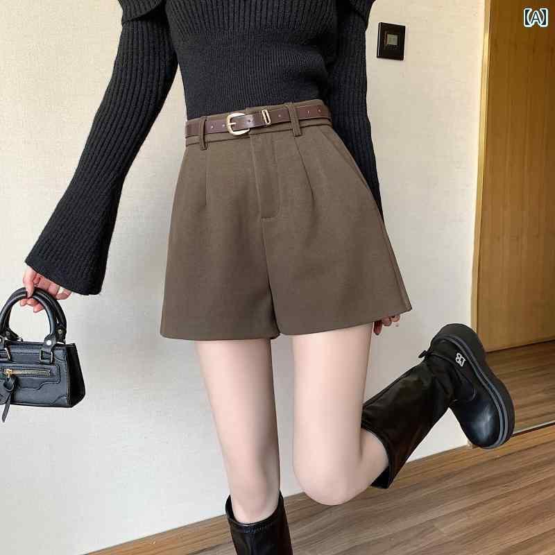 レディース　スカート　かわいい 春に 履く レディースの 大きいサイズ コーヒー 色の ウール ワイド ..