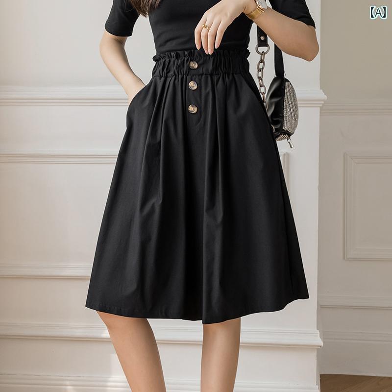 レディース　スカート　かわいい ワイド レッグ パンツ スカート レディース 夏 2025 ホット スタイル ハイウエスト 6 ポイント ブラック 7 カジュアルショーツ 5(4)