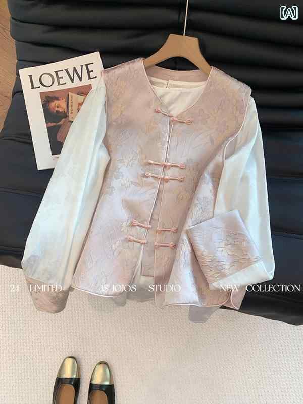 レディース　カジュアル　ファッション ピンクの チャイナ風 レリーフ ジャカード スーツ 女性用 2025..