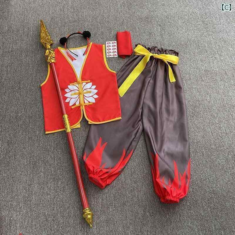 子供服 ダンス ヒップホップ 子供の 日の パフォーマンス 衣装 Nezha 悪魔の 少年が ドラゴンキングを 征服 する 同じ アニメ ハロウィン コスプレ 男の子と 女の子 フル セット