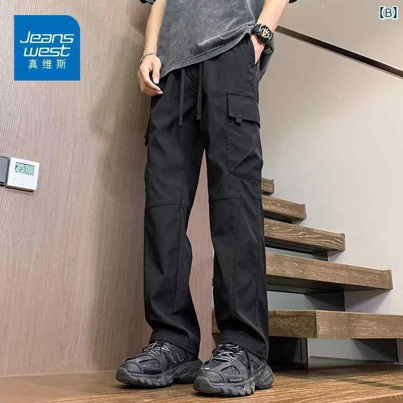 メンズ ズボン カジュアルパンツ Jeanswest 春秋 オーバー オール メンズ 夏 ゆったり ストレート カジュアル ズボン アサルト パンツ