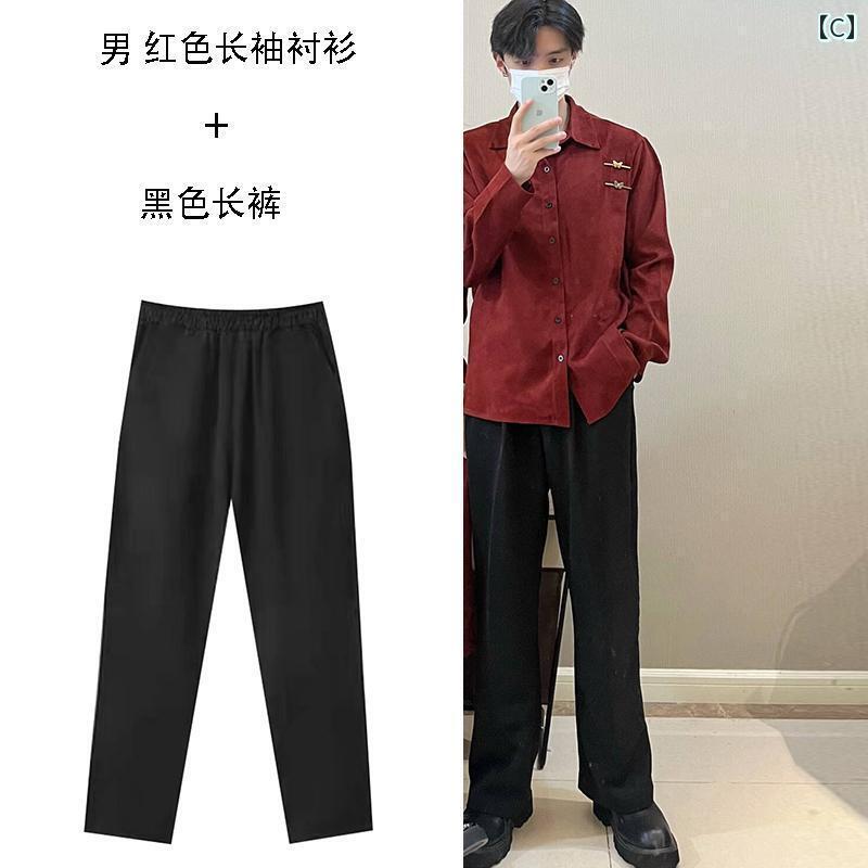 レディース　シャツ　カジュアル カップルの 服装 秋冬 ワン スカート コート チャイナ風 赤い フェイクの ツーピース ドレス 高級 登録