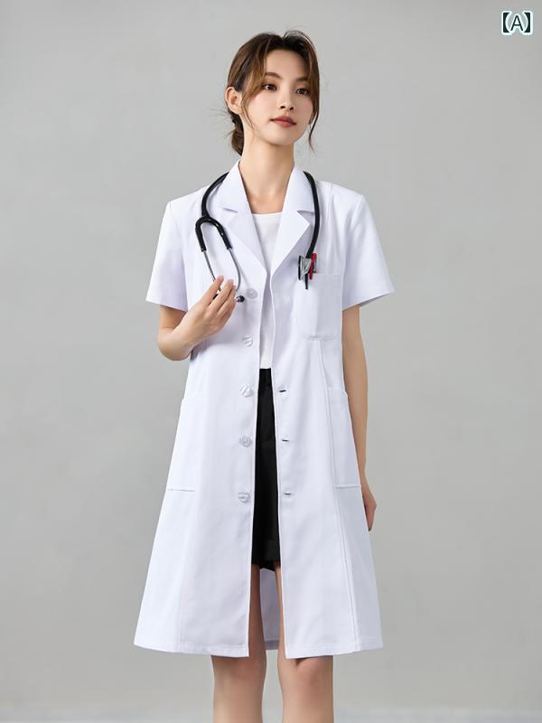 作業服 ワークウェア ユニセックス 白衣 レディース 冬 厚手 半袖 医師 学生 コート 長袖 病院 研究 室 ナース ユニフォーム オーバー オール