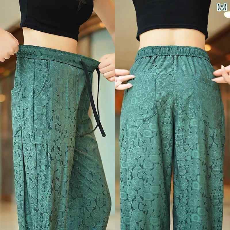 メンズ　アジアン　ファッション 夏の メンズカジュアル パンツ チャイナ風 ゆったり ストレート 冷感 速乾 ドレープ エスニック ロング