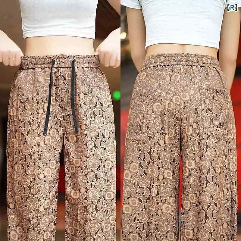 メンズ　アジアン　ファッション 夏の メンズカジュアル パンツ チャイナ風 ゆったり ストレート 冷感 速乾 ドレープ エスニック ロング