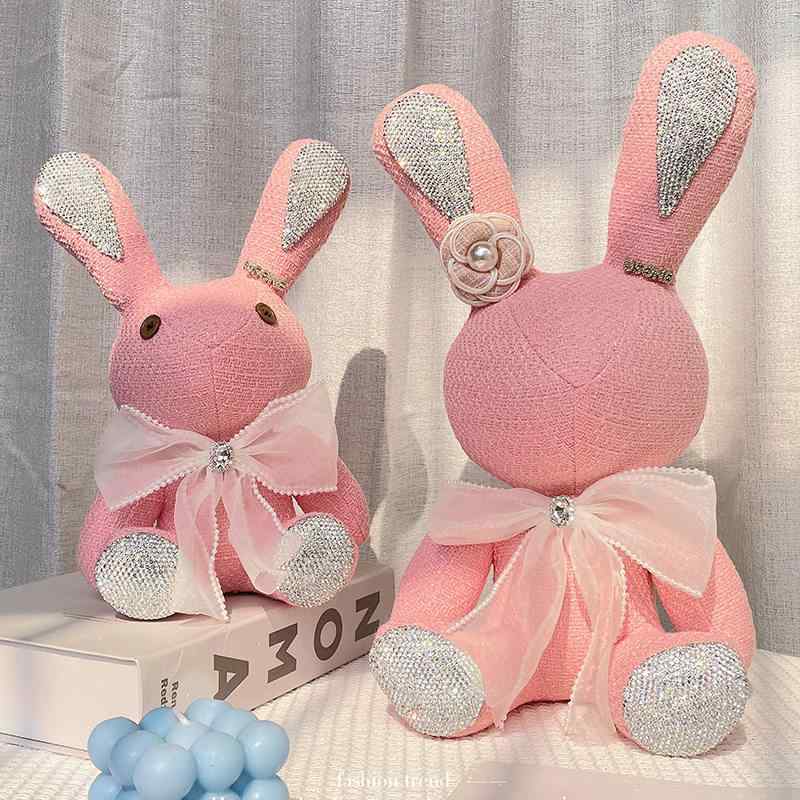 ぬいぐるみ レディース かわいい 手作り 布製 うさぎ 人形 ビジュー付き 装飾品 雑貨 マスコット 抱き枕 インテリア 置き物 車内用 リビング用 贈り物 プレゼント ふわふわ もこもこ 柔らかい 癒し系 グッズ 飾り物 ぬいぐるみ人形 おしゃれ ギフ