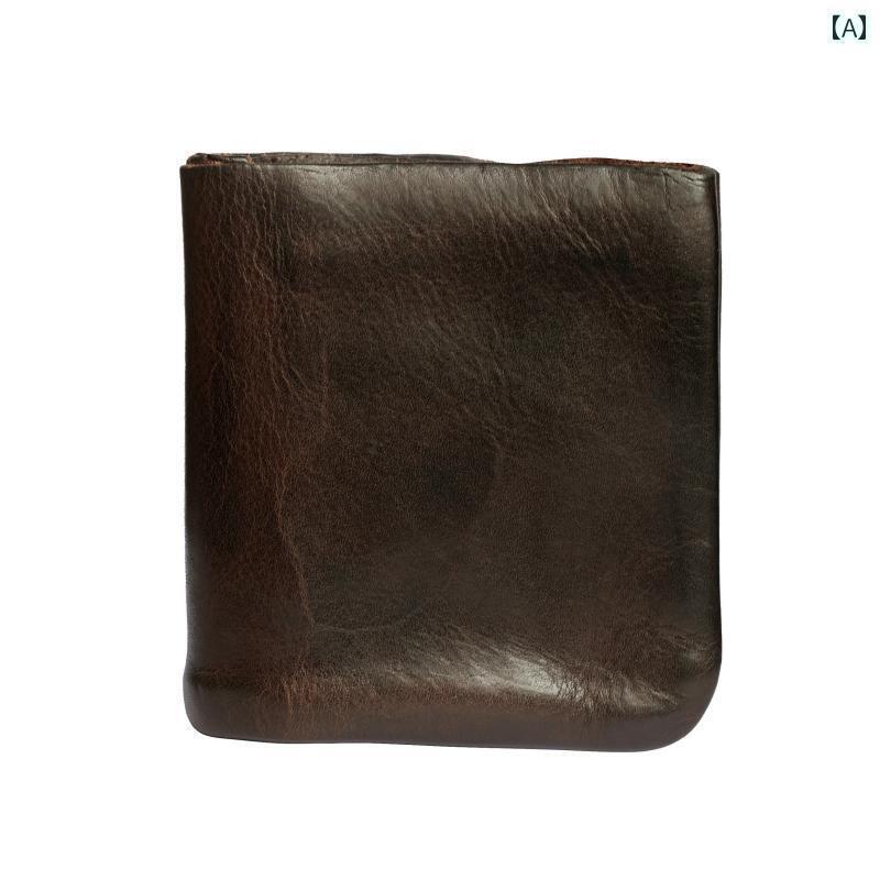 マネー　クリップ　財布 ヘビーウォッシュ 加工の 古風 トップレイヤー 牛革 縦型 ショート ウォレット アメリカン レトロ メンズ カードホルダー