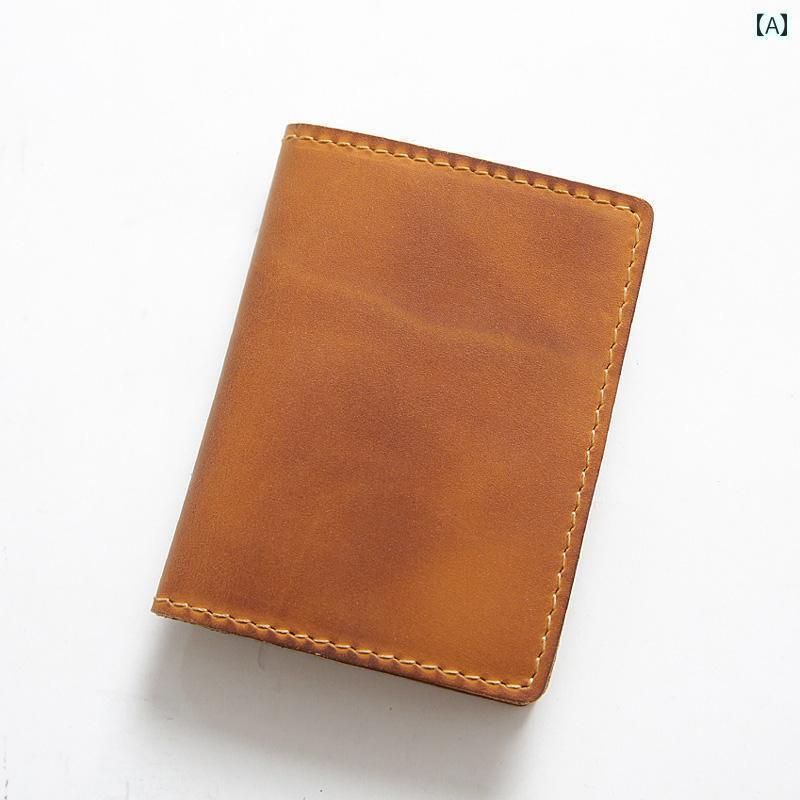 マネー　クリップ　財布 レトロ ホース レザー メンズショート ウォレット トップ レイヤー 牛革 シンプル カードホルダー 薄型 レザーウォレット 学生 財布