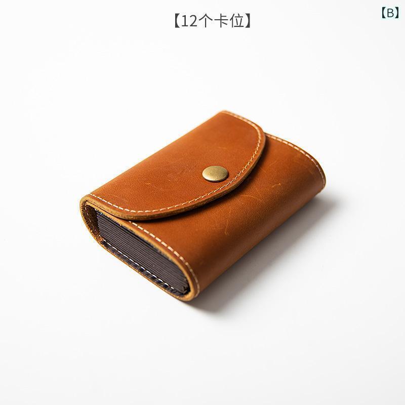 マネー　クリップ　財布 レトロ トップレイヤー ホース 牛革 バックル 財布 メンズ 革大容量 オルガン カードホルダー 複数の カードスロット 付き クレジット