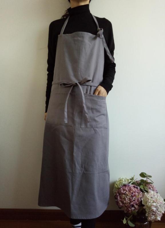 調理用 エプロン 料理 芸術的で 長くて スタイリッシュな グレーの 厚手 キャンバス エプロン 職人の 絵画 花 アート カフェ メンズ レディースの コート...