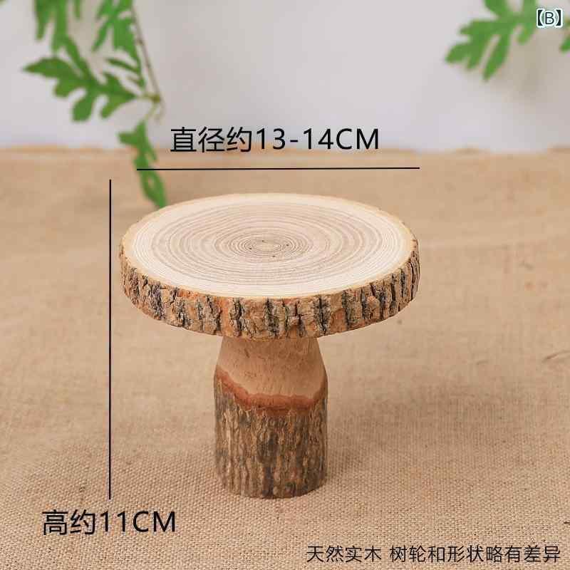 装飾　飾り　ディスプレイ デザート テーブル用 無垢材 オーナメント ケーキ スタンド トレイ デコレーション ピクニック用 ラウンド スツール 小さい テーブル 年輪 飾り DIY(3)