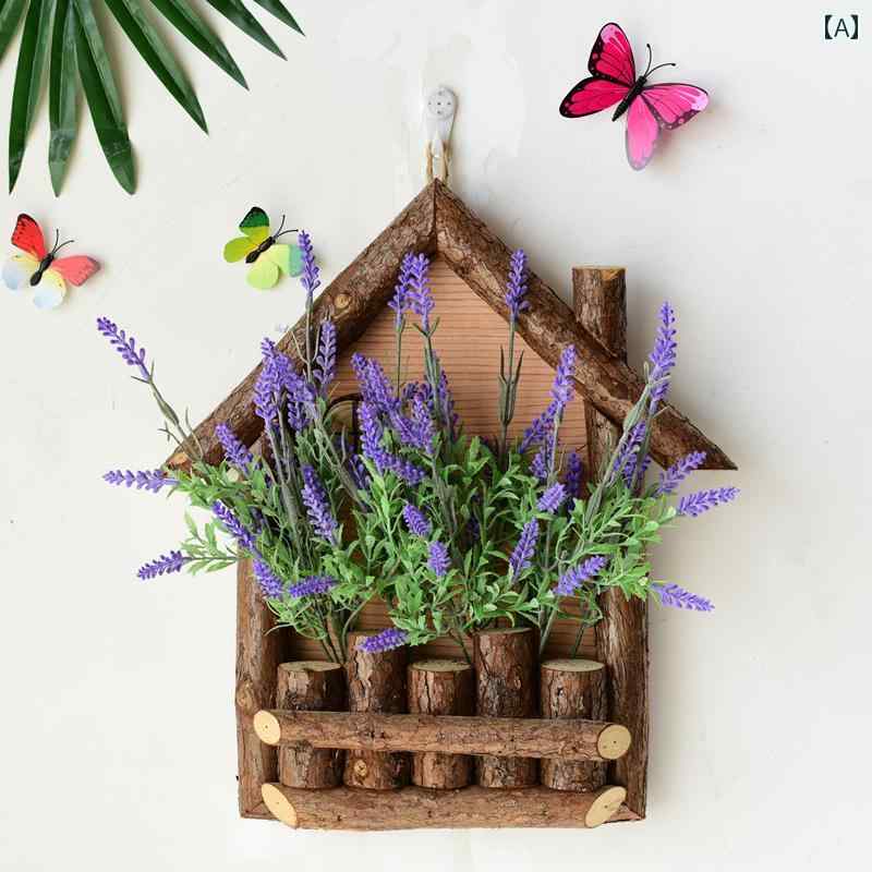 装飾　飾り　ディスプレイ リビング ルームの 壁掛け 装飾 植物 ペンダント 田舎 風家の 壁 植木鉢 長方形 花 セット