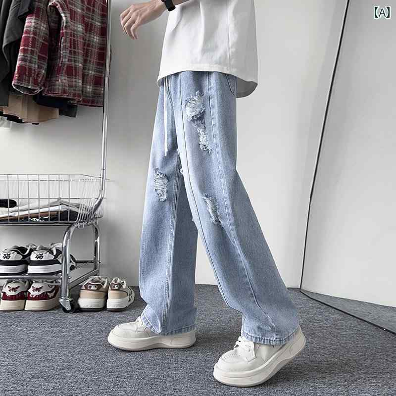 Capri Pants - デニム　ジーンズ　レディース ストリート アメリカン 破れた ジーンズ メンズ 2025夏 薄手 ストレート パンツ クール