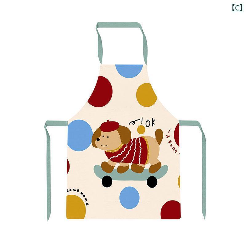 エプロン　レディース　かわいい 動物 家庭用 ノースリーブ エプロン モダン シンプル 田園 風 作業着 ..