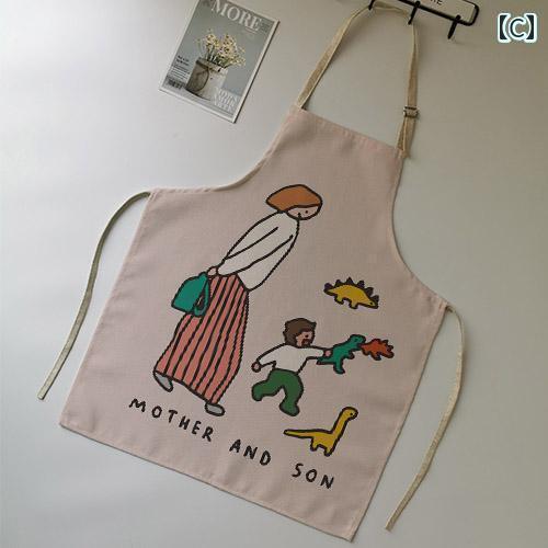 エプロン　レディース　かわいい 親子 風 エプロン 韓国 かわいい 家事 料理 防汚 オーバー オール 家..