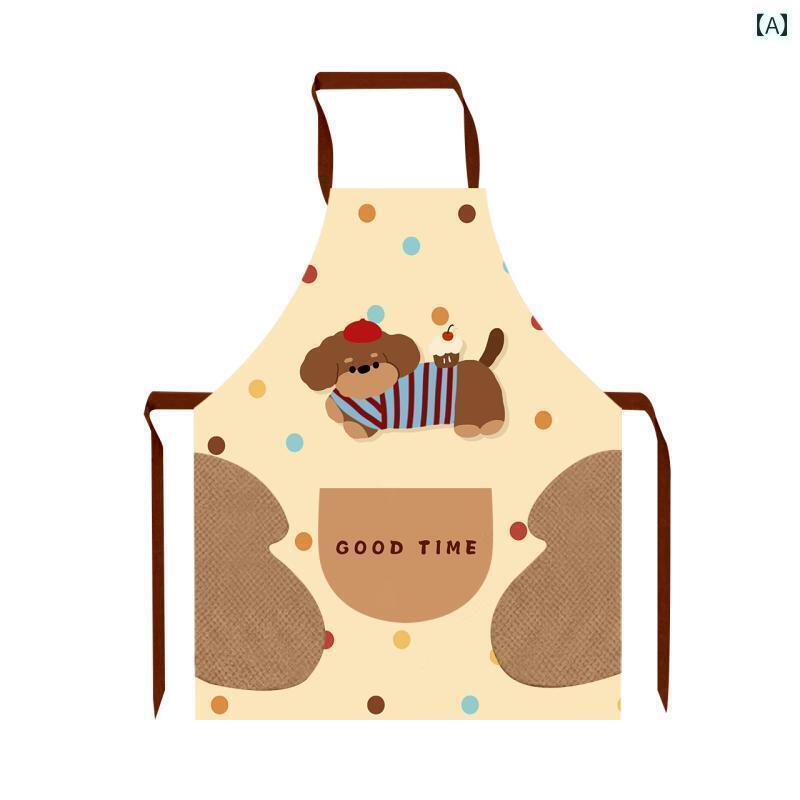 エプロン　レディース　かわいい かわいい 犬の 防水 防 油 エプロンは 手を 拭く ことが できます 綿 ..