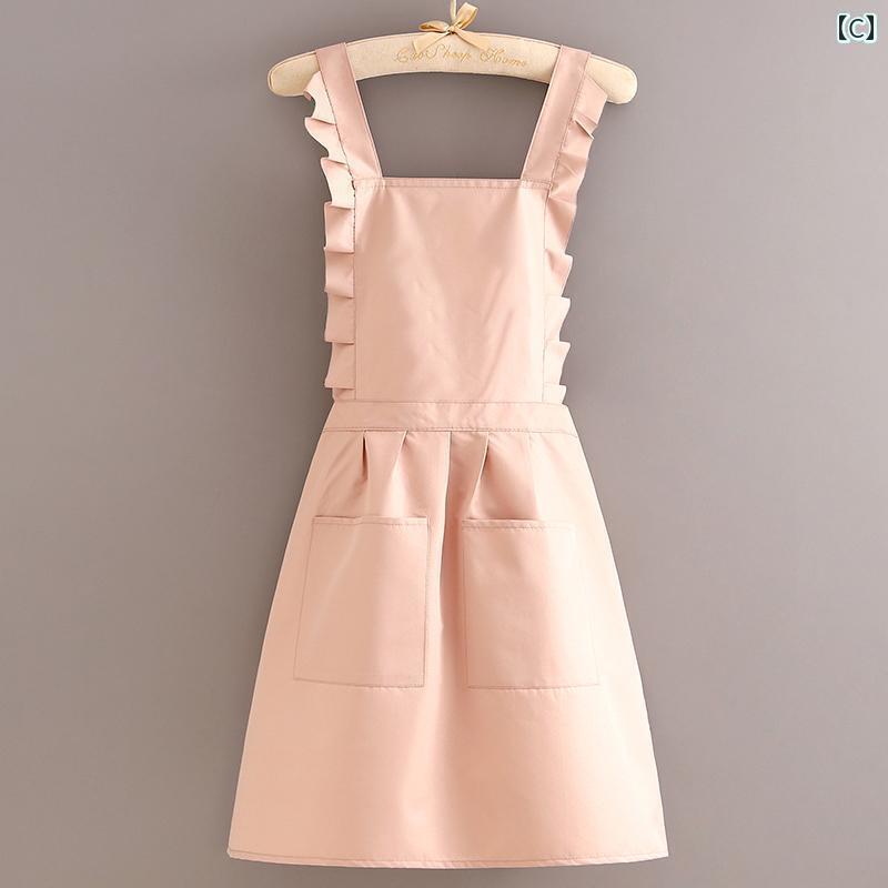 エプロン　おしゃれ　ママ エプロン ファッション 水玉 プリンセス ドレス ノースリーブ スタイル 耐久..