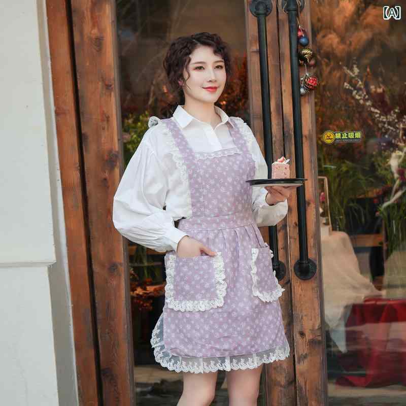 エプロン　おしゃれ　ママ エプロン 家庭用 キッチン 防水 防 油 作業着 レディース 夏用 薄手 レース ..