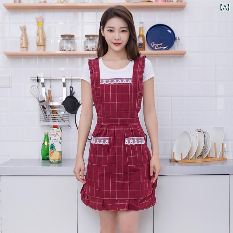 エプロン　おしゃれ　ママ キッチン 調理 レストラン 在宅 勤務 綿布 かわいい サスペンダー 韓国 おし..