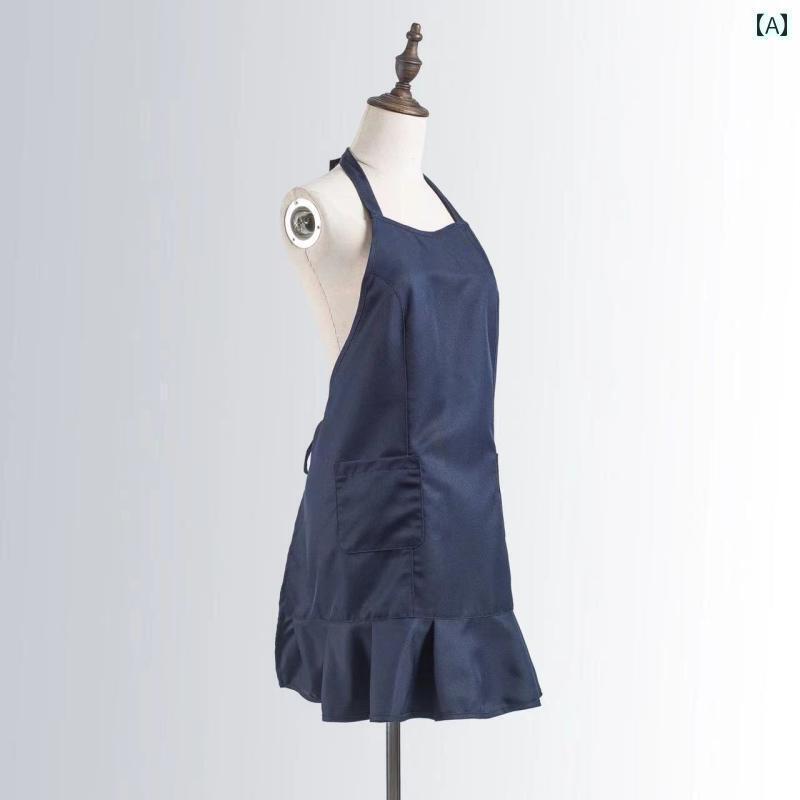 エプロン おしゃれ ママ スチュワーデス エプロンの 高級 中国 東方 航空の 客室 乗務 員 ノースリーブホルター エプロン 防水 防 油 フリル 爽 やかで