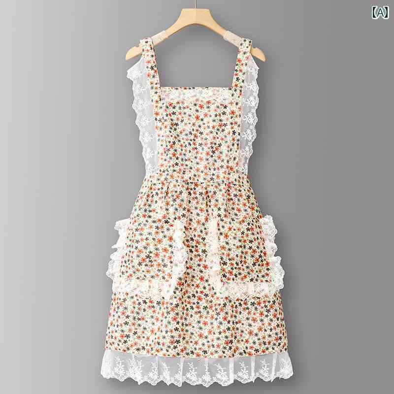 エプロン　おしゃれ　ママ ファッション クリスタル ベルベット クッキング エプロン かっこいい キッ..