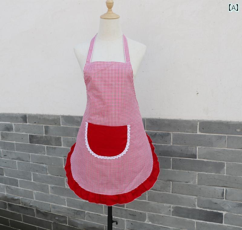 エプロン　おしゃれ　ママ キッチン 調理用 エプロン 防水 家庭用 小型 フレッシュ 韓国 首吊り 綿 二 ..