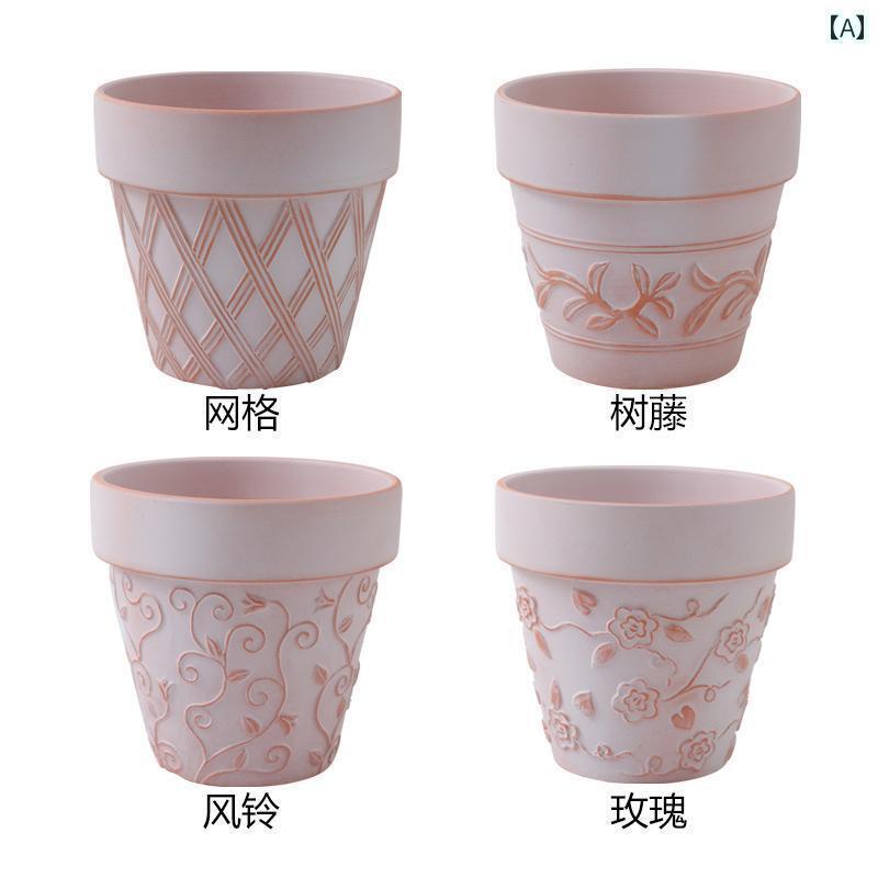 ガーデニング　DIY　道具　 霧 状の 白い 陶器の 植木鉢 赤い レリーフ 鉢 家庭用の 土 鍋 アマリリス..