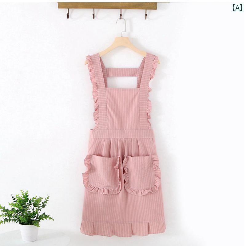 エプロン　おしゃれ　ママ 2025年 かわいい プリンセス 夏用 薄手 通気性 エプロン 綿 防水 防 油 な ..