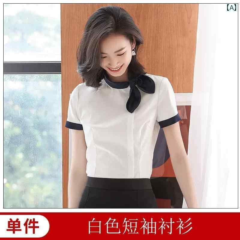 ドレス　ウェイター　レディース 白 シャツ レディース 春夏 半袖 ウェイター ユニフォーム ホテル フ..