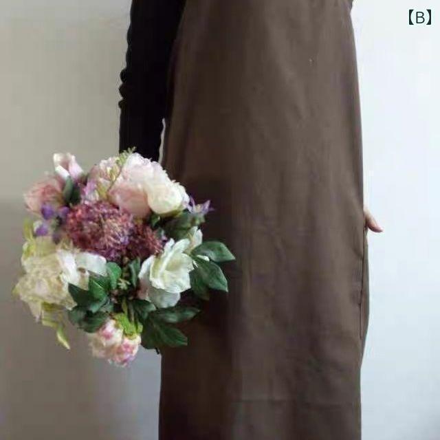 エプロン レディース おしゃれ 芸術的な ショルダーストラップ 厚手 防水と 速乾を 備えた コーヒー ショップ ミルクティーの 絵画 フラワーアート 陶器の メンズ レディースの エプロン 複数の 色