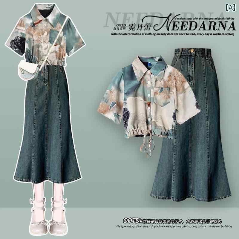 デニム　ワンピース　レディース フレンチの ドレス 2025 レディース ミント マンボ スタイル グリーン..