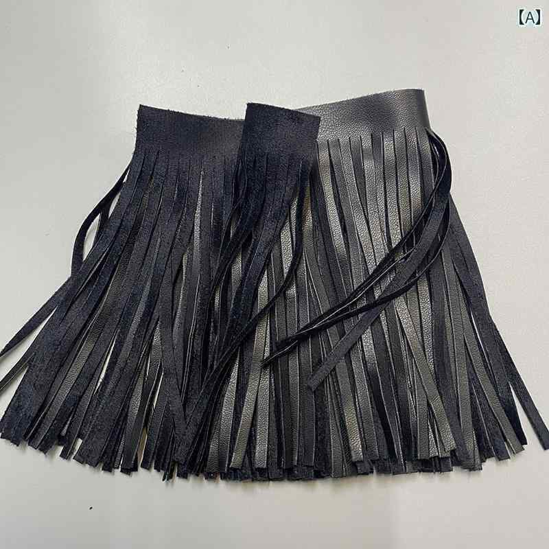 アクセサリー　ピン　ヘア ブラック ホット PU タッセル ブラックレザー レース フロー ビアード ドレス スカート 裾