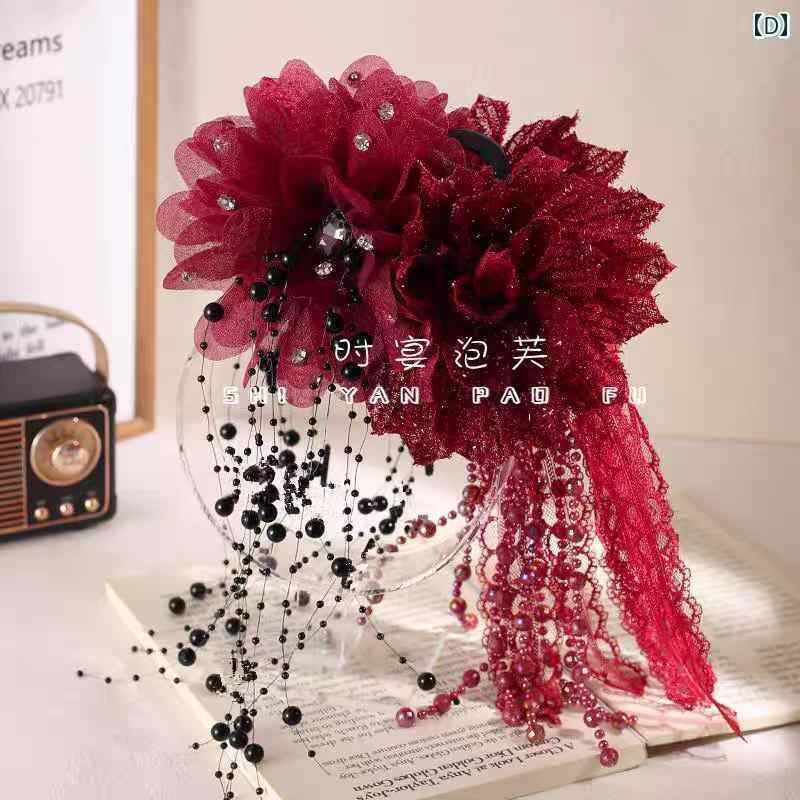 アクセサリー ピン ヘア セーヌ 川 リボン レトロフレンチ バタフライ タッセル クリップ 高級 シャーク ヘッド ドレス